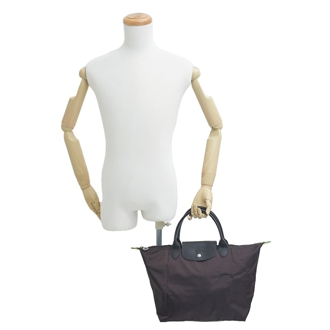 LONGCHAMP LE PLIAGE GREEN系列刺繡手提水餃包(中/摩卡棕)1623-919-002