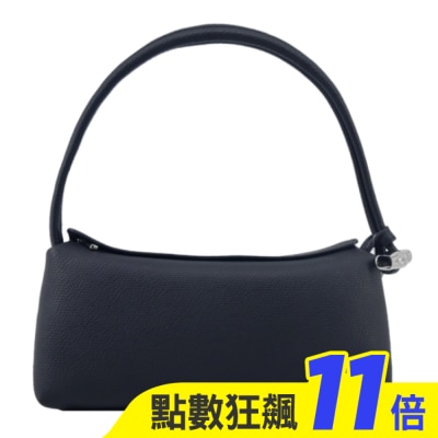 LONGCHAMP LONGCHAMP LE ROSEAU系列金屬竹節牛皮方形肩背包(中/黑)10324-HFP-001