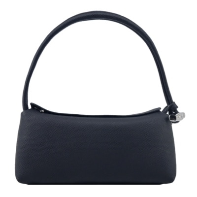 LONGCHAMP LONGCHAMP LE ROSEAU系列金屬竹節牛皮方形肩背包(中/黑)10324-HFP-001