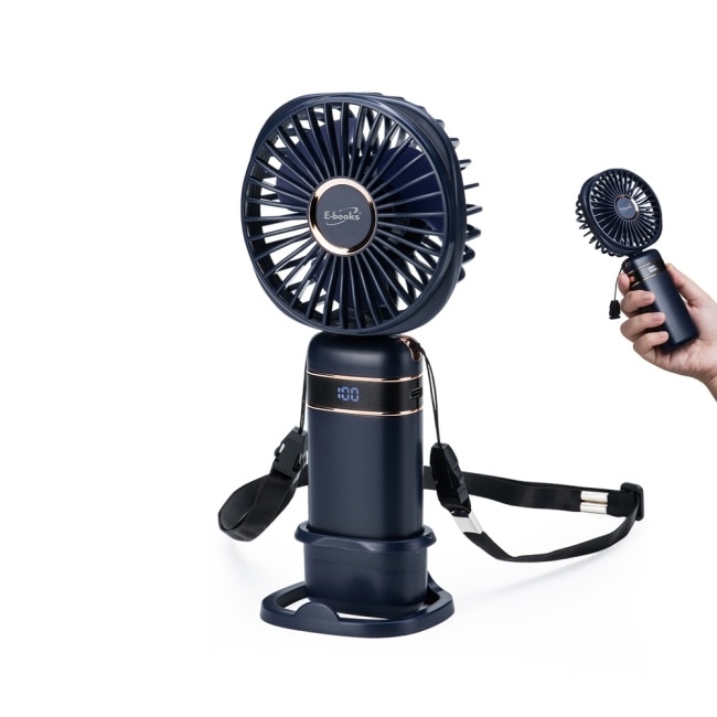 E-books K42 五段風速手持立式頸掛三合一充電風扇