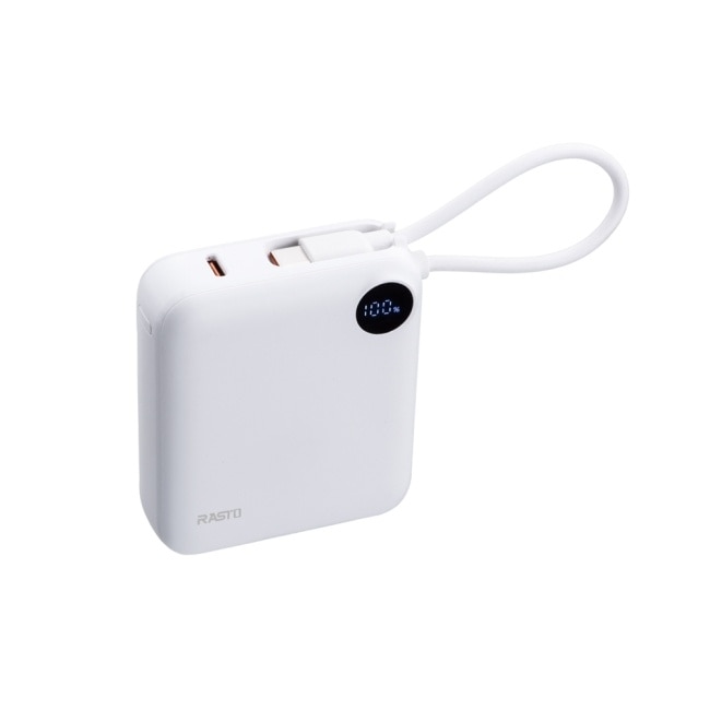 RASTO RB55 【台灣製造】10000mAh數顯二輸出快充行動電源-白