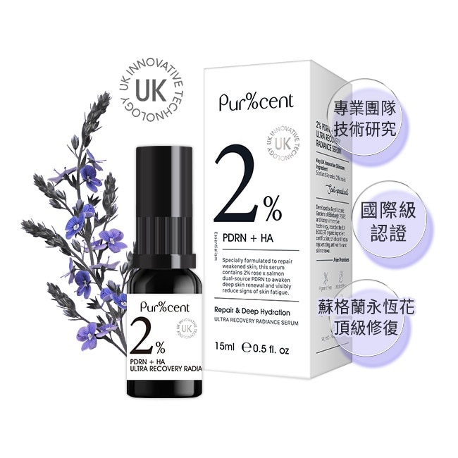 PUR%CENT璞珥森 2%PDRN+HA超修復水光亮澤精華15ml
