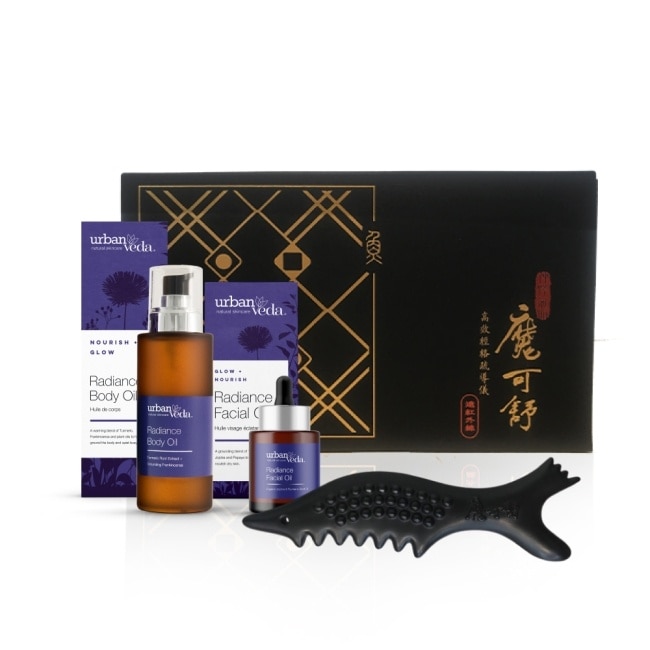 城市吠陀按摩組-魔可舒小魚壹式+草本身體油100ml+臉部精華油30ml