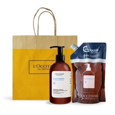 L’OCCITANE 歐舒丹 L’OCCITANE 歐舒丹 草本淨涼洗髮乳(500ml)+補充包(500ml)-專櫃公司貨