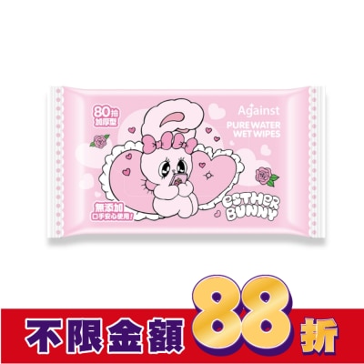 快潔適 快潔適純水濕巾厚型80抽-網聊艾絲樂小兔