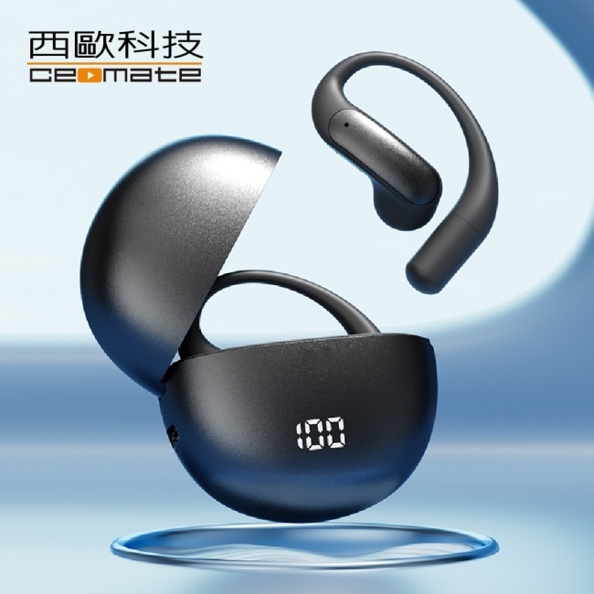 西歐科技 AI 即時翻譯傳導式藍牙耳機 CME-AE1180 黑色贈地中海萬國充電器 CME-AD01-7