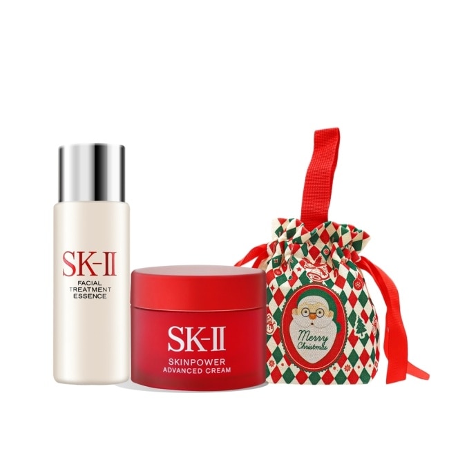 SK-II 經典保養聖誕限量組[青春露(30ml)X1+活膚霜(15g)X1]-聖誕交換禮物-國際航空版