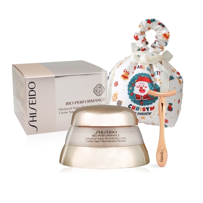 SHISEIDO 資生堂 百優 精純乳霜臉部修護組[百優精純乳霜+T型臉部推推棒+束口收納袋]-國際航空版