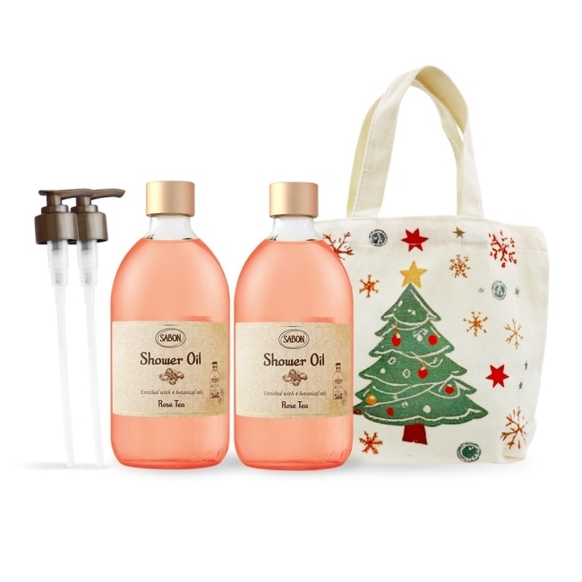 SABON 沐浴油雙瓶聖誕香氛組[玫瑰茶語X2]-聖誕交換禮物