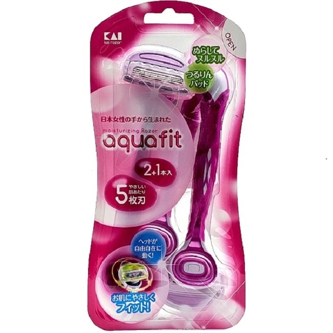 貝印 KAI AQUAFIT彈力美體刀(桃紅/3入) AF-3B9