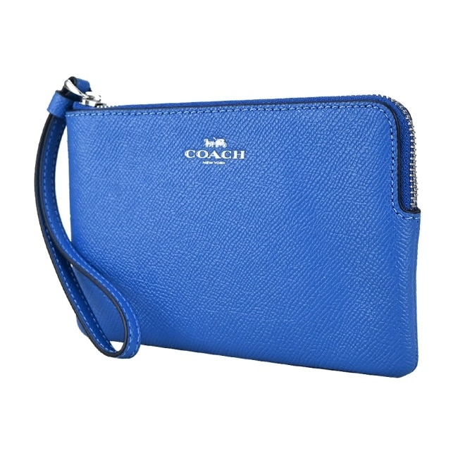 COACH 經典馬車素面防刮手拿包(藍)58032 SVRRY