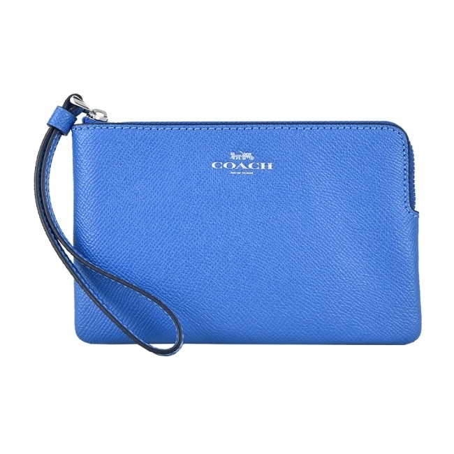 COACH 經典馬車素面防刮手拿包(藍)58032 SVRRY