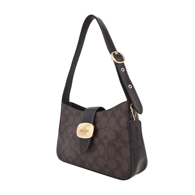 COACH ELIZA皮革側肩包(黑棕)CP005 IMAA8