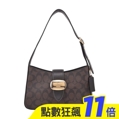 COACH COACH ELIZA皮革側肩包(黑棕)CP005 IMAA8