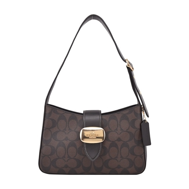 COACH ELIZA皮革側肩包(黑棕)CP005 IMAA8