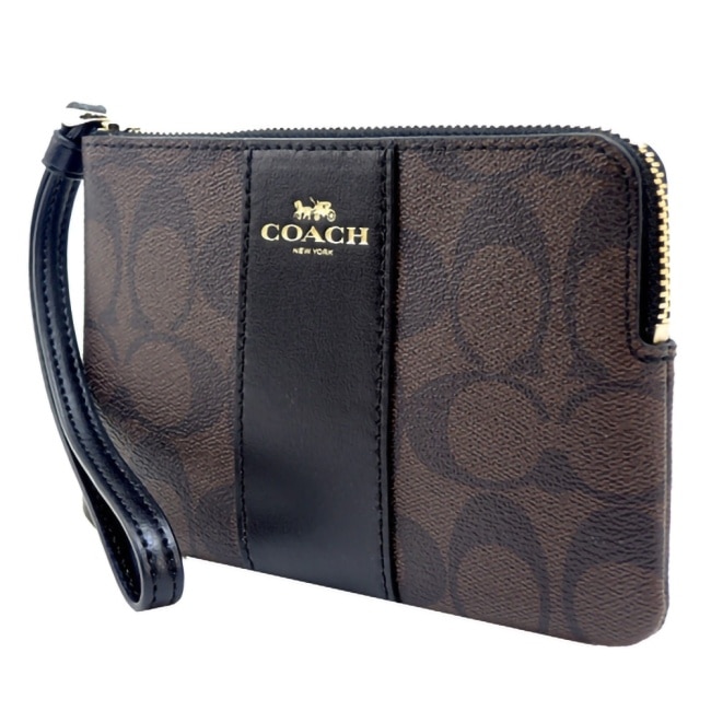 COACH 經典直紋緹花手拿包(咖啡)F58035 IMAA8