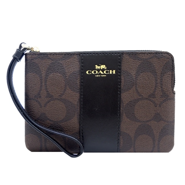 COACH 經典直紋緹花手拿包(咖啡)F58035 IMAA8