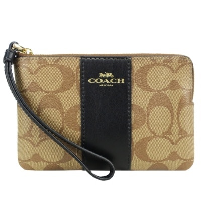 COACH COACH 經典直紋緹花手拿包(棕黑)F58035 IMCBI