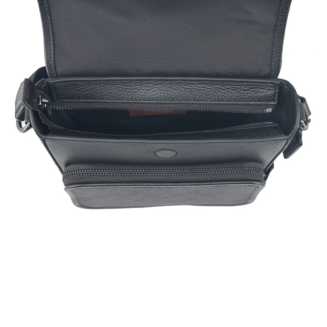 COACH Sullivan Flap PVC翻蓋中性斜背包(黑灰)CZ396 QBMI5