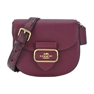 COACH COACH 馬車經典翻蓋馬鞍斜背包(酒紅)CE566 IMOCQ