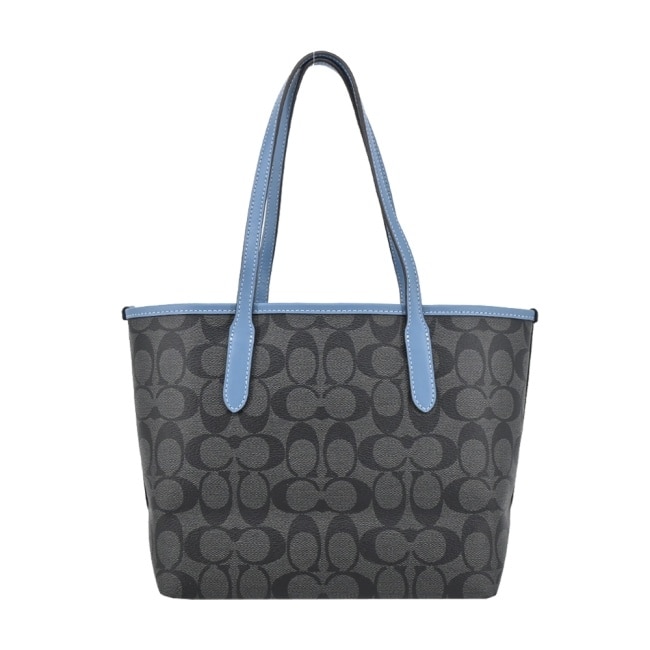 COACH LOGO迷你手提包(黑灰藍)CM183 SVW6O