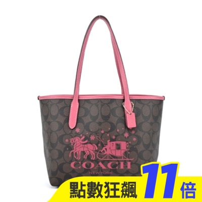 COACH COACH LOGO迷你手提包(咖啡紅)CM183 IMWA0