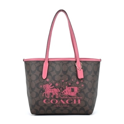 COACH COACH LOGO迷你手提包(咖啡紅)CM183 IMWA0