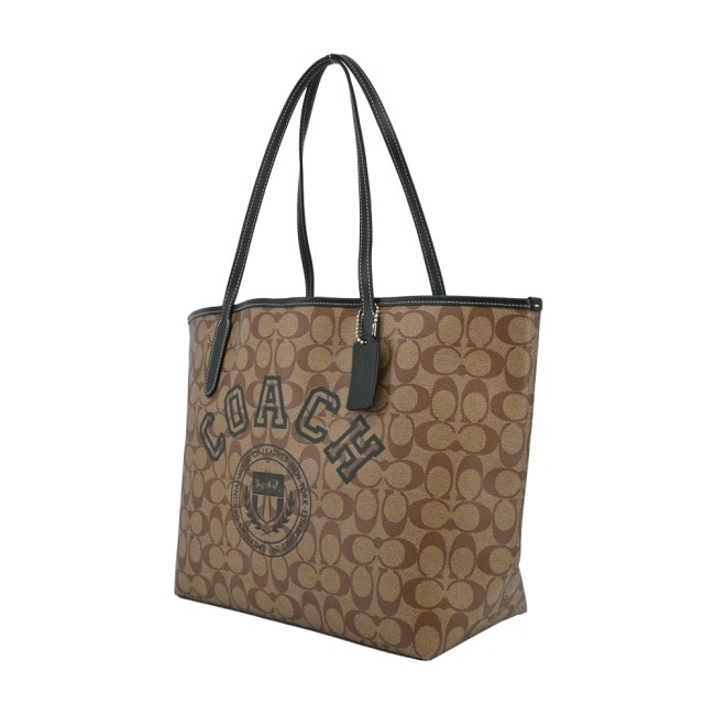COACH 校隊主題緹花托特包(卡其深綠)CB869 IMRQE