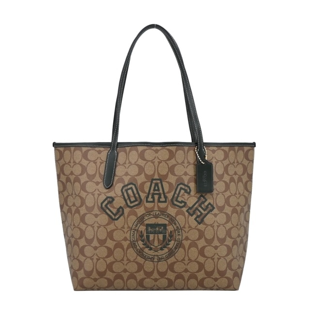 COACH 校隊主題緹花托特包(卡其深綠)CB869 IMRQE