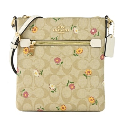 COACH COACH 經典緹花金字小斜背包(花卉白)CH479 IMOT4