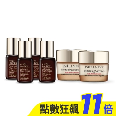 ESTEE LAUDER 雅詩蘭黛 ESTEE LAUDER 雅詩蘭黛 特潤超導全方位修護露(7ml)X4+年輕無敵膠原霜(15ml)X2-專櫃公司貨