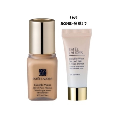 ESTEE LAUDER 雅詩蘭黛 【ESTEE LAUDER 雅詩蘭黛】粉持久完美持妝粉底7ml(1W1)+粉持久天生美肌乖乖乳5ml 公司貨