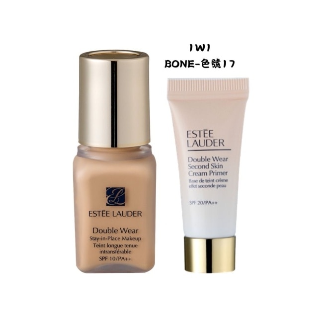 旅行組【ESTEE LAUDER 雅詩蘭黛】粉持久體驗組(持妝粉底7ml(1W1)+美肌乖乖乳5ml) 公司貨