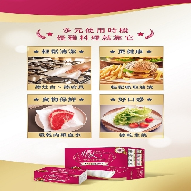 情人抽取式廚房紙巾110抽3包8串-箱購-箱購