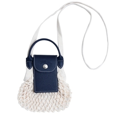 LONGCHAMP LONGCHAMP LE PLIAGE FILET系列網狀棉質兩用包(迷你/海軍藍)10139-HGR-006