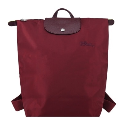 LONGCHAMP LONGCHAMP LE PLIAGE GREEN系列刺繡摺疊後背包(中/紅石榴)10284-919-P98