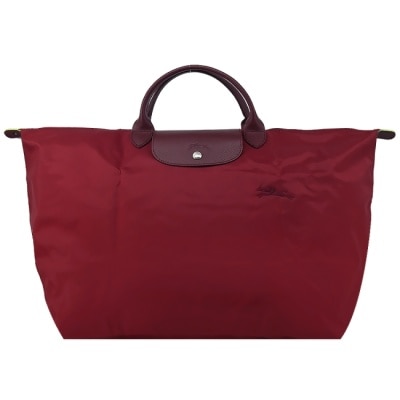 LONGCHAMP LONGCHAMP LE PLIAGE GREEN系列刺繡摺疊旅行袋(小/紅石榴)1624-919-P98