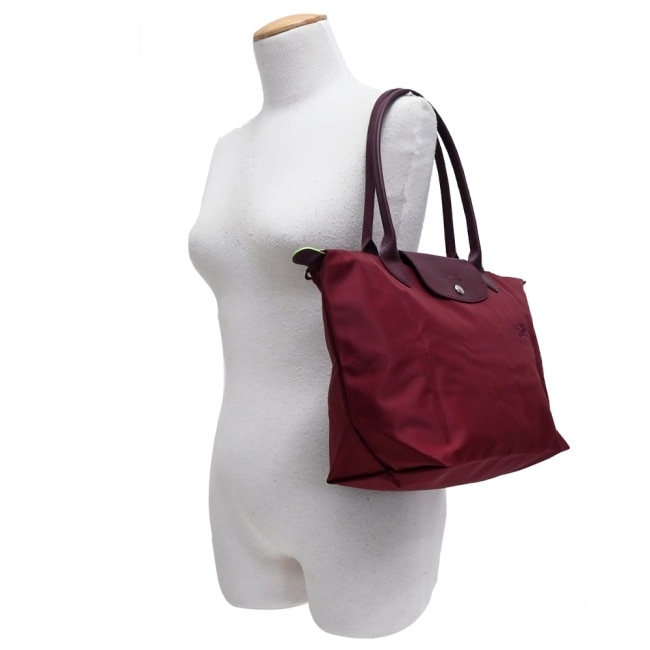LONGCHAMP LE PLIAGE GREEN系列刺繡肩背水餃包(中/紅石榴)2605-919-P98