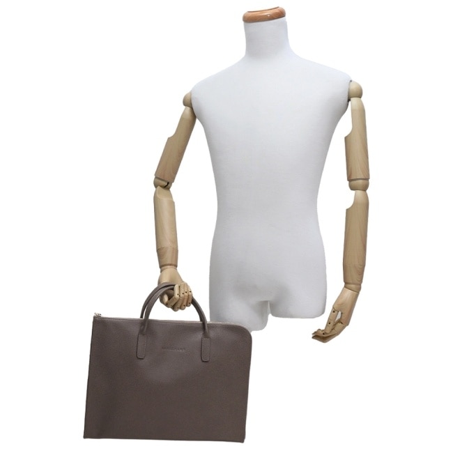 LONGCHAMP LE FOULONNE系列牛皮手提公事包(小/駝灰)2115-021-215