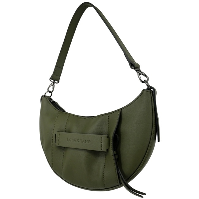 LONGCHAMP 3D系列小牛皮半月型兩用包(小/卡其綠)10292-HCV-292