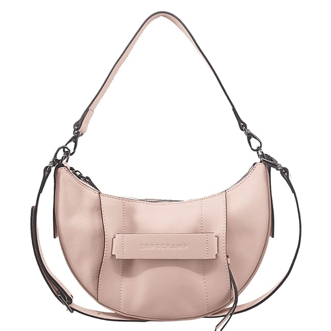 LONGCHAMP 3D系列小牛皮半月型兩用包(小/花瓣粉)10292-HCV-P72