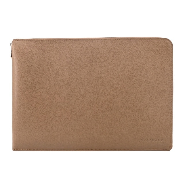LONGCHAMP LE FOULONNE系列牛皮筆電/平板/文件收納包(餅乾)30052-021-M13