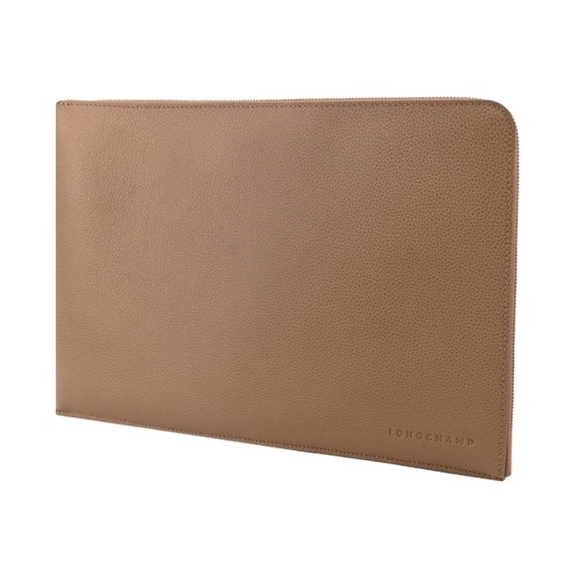 LONGCHAMP LE FOULONNE系列牛皮筆電/平板/文件收納包(餅乾)30052-021-M13