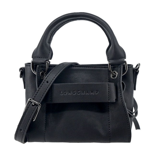 LONGCHAMP 3D系列小牛皮手提/斜背兩用包(迷你/黑)10254-HCV-001