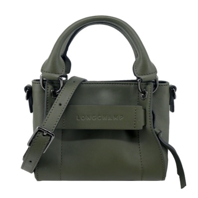 LONGCHAMP LONGCHAMP 3D系列小牛皮手提/斜背兩用包(迷你/卡其綠)10254-HCV-292