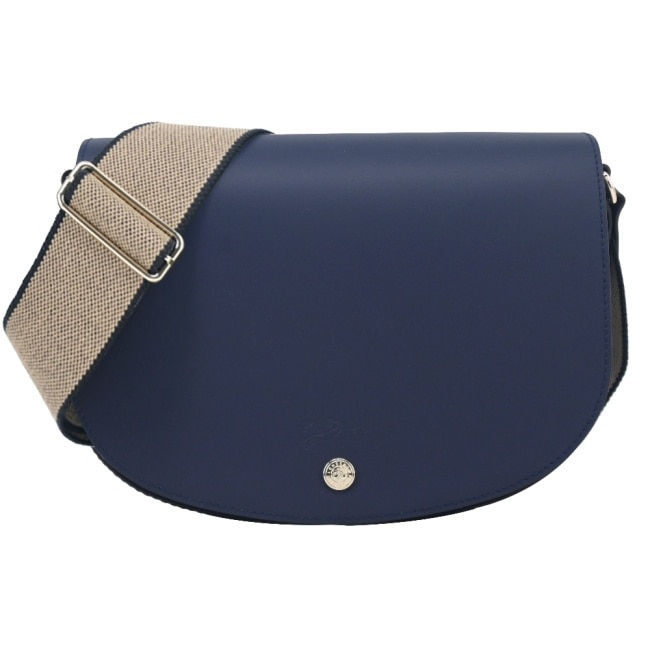 LONGCHAMP EPURE系列滑面牛皮半月型斜背包(中/海軍藍)10296-HFY-006