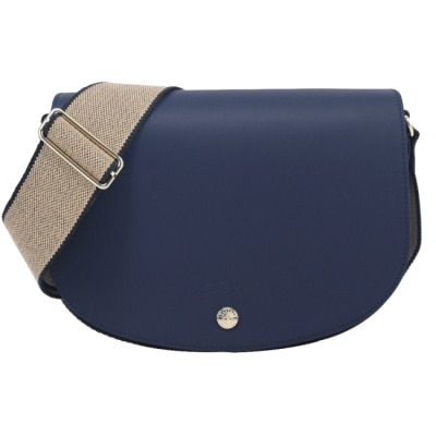 LONGCHAMP LONGCHAMP EPURE系列滑面牛皮半月型斜背包(中/海軍藍)10296-HFY-006