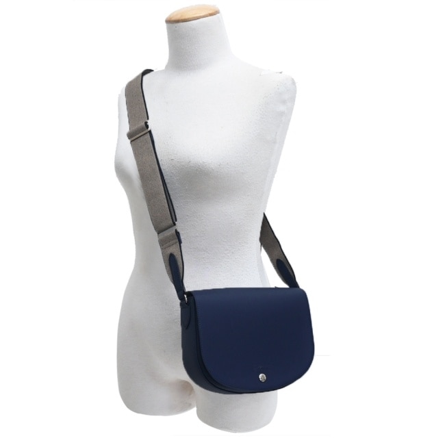 LONGCHAMP EPURE系列滑面牛皮半月型斜背包(中/海軍藍)10296-HFY-006