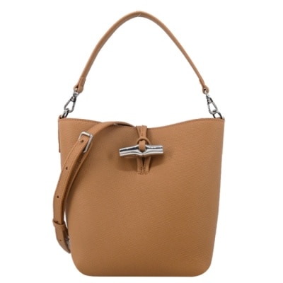 LONGCHAMP LONGCHAMP LE ROSEAU系列竹節牛皮兩用水桶包(迷你/胡桃棕)10314-HFP-371