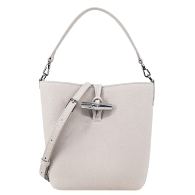 LONGCHAMP LONGCHAMP LE ROSEAU系列竹節牛皮兩用水桶包(迷你/白紙)10314-HFP-555